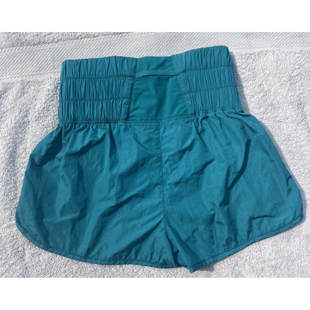 Free People Dolphin Hem Shorts S Teal Lined Lightweight Gym Lounge Coast…